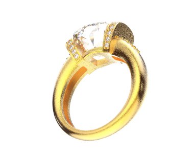 Beyaz arka planda izole edilmiş değerli taşları olan yüzük.. 