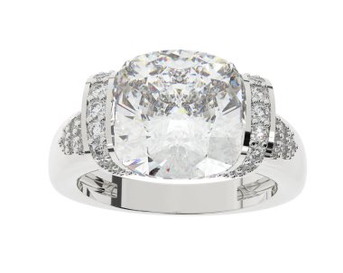 Beyaz arka planda izole edilmiş değerli taşları olan yüzük.. 