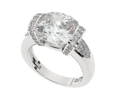 Beyaz arka planda izole edilmiş değerli taşları olan yüzük.. 