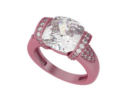 Beyaz arka planda izole edilmiş değerli taşları olan yüzük.. 