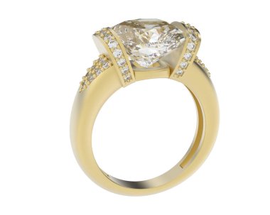 Beyaz arka planda izole edilmiş değerli taşları olan yüzük.. 