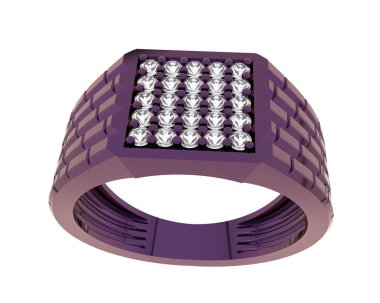 Beyaz arka planda izole edilmiş değerli taşları olan yüzük.. 