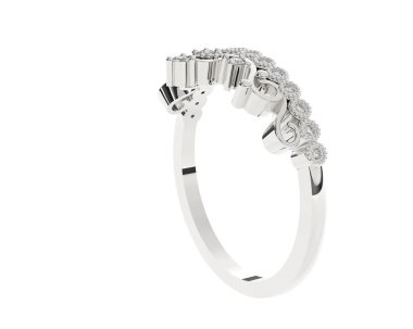 Beyaz arka planda izole edilmiş değerli taşları olan yüzük.. 