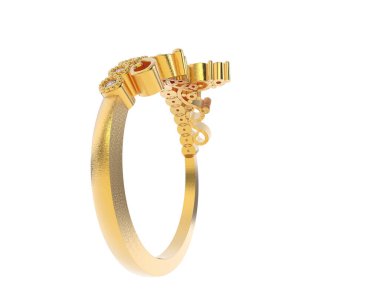 Beyaz arka planda izole edilmiş değerli taşları olan yüzük.. 