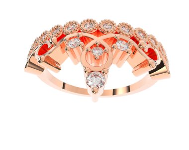 Beyaz arka planda izole edilmiş değerli taşları olan yüzük.. 