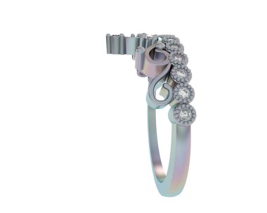 Beyaz arka planda izole edilmiş değerli taşları olan yüzük.. 