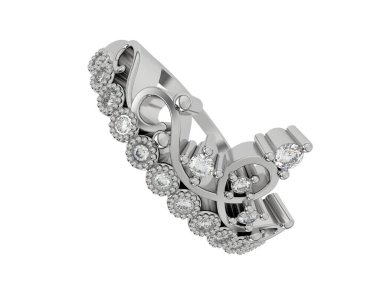 Beyaz arka planda izole edilmiş değerli taşları olan yüzük.. 