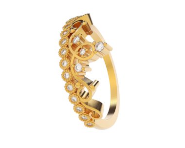 Beyaz arka planda izole edilmiş değerli taşları olan yüzük.. 