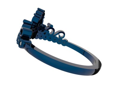 Beyaz arka planda izole edilmiş değerli taşları olan yüzük.. 