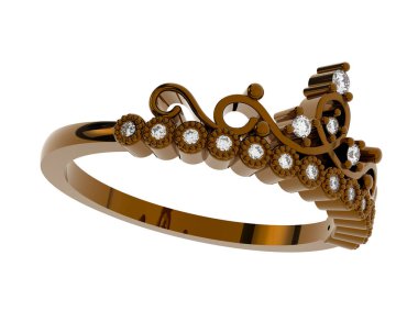 Beyaz arka planda izole edilmiş değerli taşları olan yüzük.. 