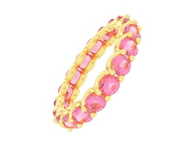 Beyaz arka planda izole edilmiş değerli taşları olan yüzük.. 