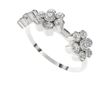 Arka planda izole edilmiş değerli taşları olan güzel bir yüzük.. 