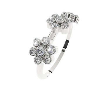 Arka planda izole edilmiş değerli taşları olan güzel bir yüzük.. 