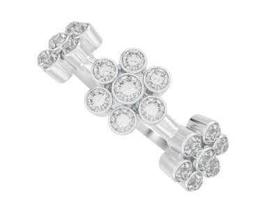 Arka planda izole edilmiş değerli taşları olan güzel bir yüzük.. 