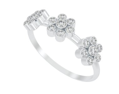 Arka planda izole edilmiş değerli taşları olan güzel bir yüzük.. 