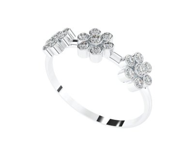 Arka planda izole edilmiş değerli taşları olan güzel bir yüzük.. 