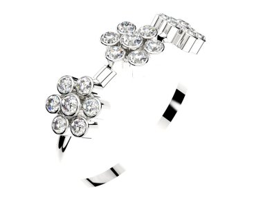 Arka planda izole edilmiş değerli taşları olan güzel bir yüzük.. 