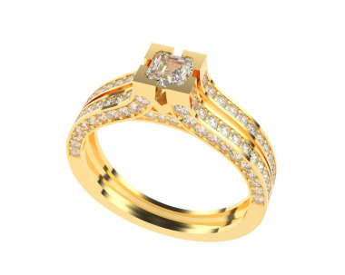 Güzel nişan yüzüğü arka planda izole edildi. 