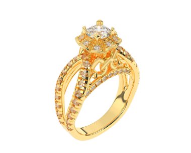 Güzel nişan yüzüğü arka planda izole edildi. 