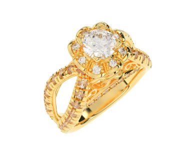 Güzel nişan yüzüğü arka planda izole edildi. 