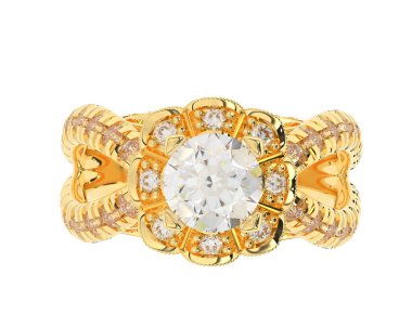 Güzel nişan yüzüğü arka planda izole edildi. 