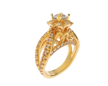 Güzel nişan yüzüğü arka planda izole edildi. 