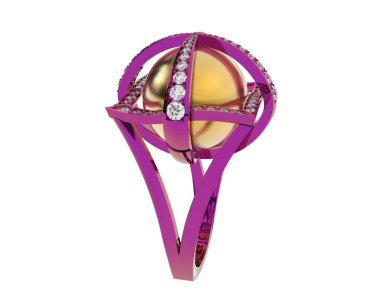 Güzel nişan yüzüğü arka planda izole edildi. 