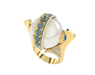 Güzel nişan yüzüğü arka planda izole edildi. 