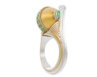 Güzel nişan yüzüğü arka planda izole edildi. 