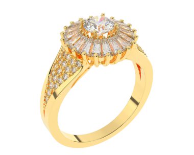 Güzel nişan yüzüğü arka planda izole edildi. 