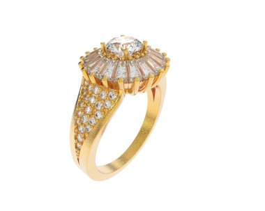 Güzel nişan yüzüğü arka planda izole edildi. 