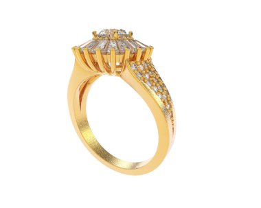 Güzel nişan yüzüğü arka planda izole edildi. 