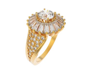 Güzel nişan yüzüğü arka planda izole edildi. 