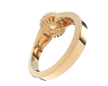 Güzel nişan yüzüğü arka planda izole edildi. 