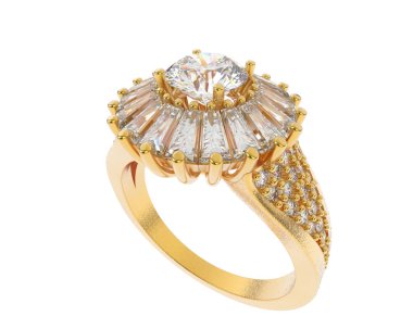 Güzel nişan yüzüğü arka planda izole edildi. 