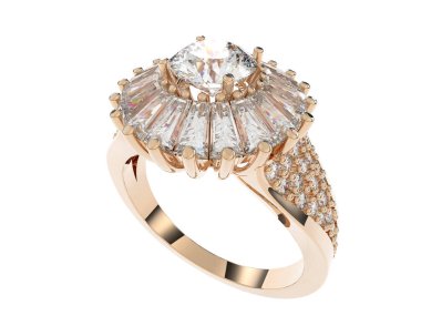 Güzel nişan yüzüğü arka planda izole edildi. 