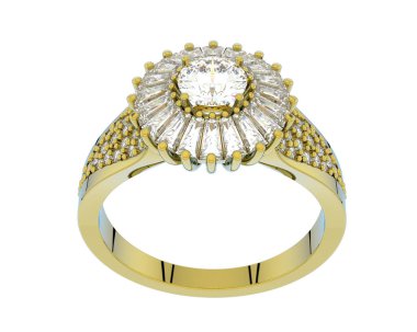 Güzel nişan yüzüğü arka planda izole edildi. 