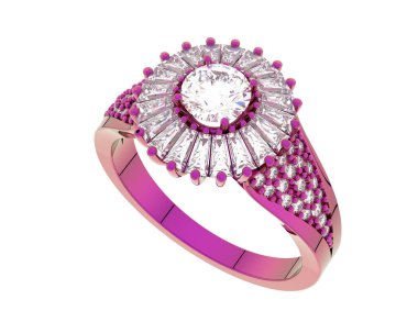 Güzel nişan yüzüğü arka planda izole edildi. 