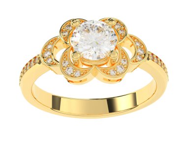 Güzel nişan yüzüğü arka planda izole edildi. 