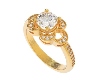 Güzel nişan yüzüğü arka planda izole edildi. 