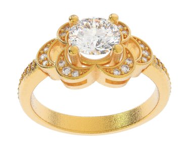 Güzel nişan yüzüğü arka planda izole edildi. 