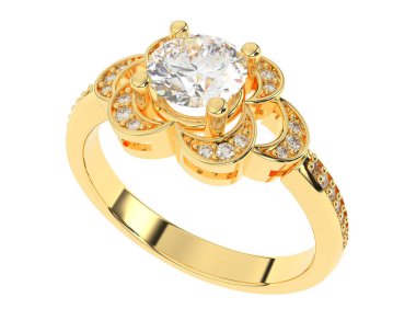 Güzel nişan yüzüğü arka planda izole edildi. 