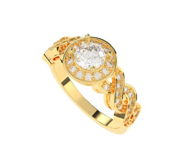 Güzel nişan yüzüğü arka planda izole edildi. 