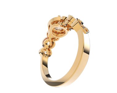 Güzel nişan yüzüğü arka planda izole edildi. 