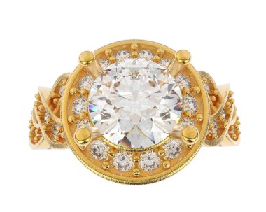 Güzel nişan yüzüğü arka planda izole edildi. 