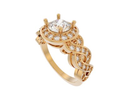 Güzel nişan yüzüğü arka planda izole edildi. 