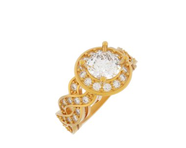 Güzel nişan yüzüğü arka planda izole edildi. 