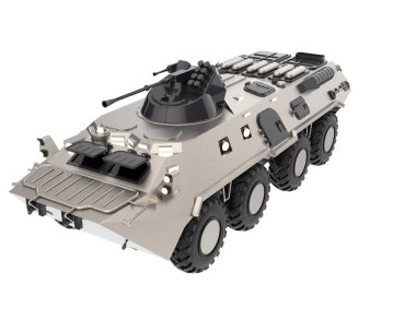 Arka planda zırhlı araç var. 3d görüntüleme - illüstrasyon