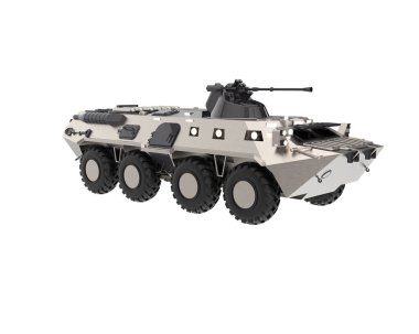 Arka planda zırhlı araç var. 3d görüntüleme - illüstrasyon
