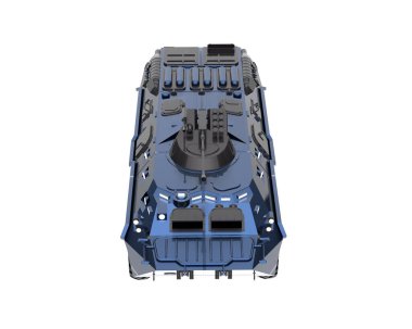 Arka planda zırhlı araç var. 3d görüntüleme - illüstrasyon